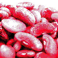 resized, filtered and cropped square image of runner beans